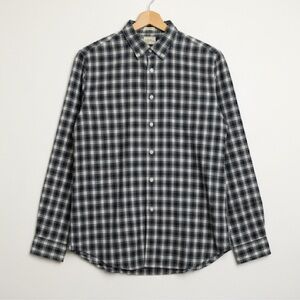 J. Crew Men's Classic Blue and White Plaid Shirt